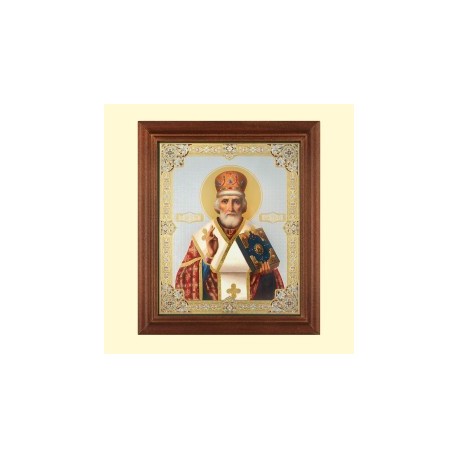 Икона Николай Чудотворец" 13x15 см, деревянная рама, двойное тиснение"