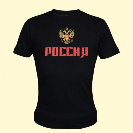 T-shirt "Russie" noir, 100% coton