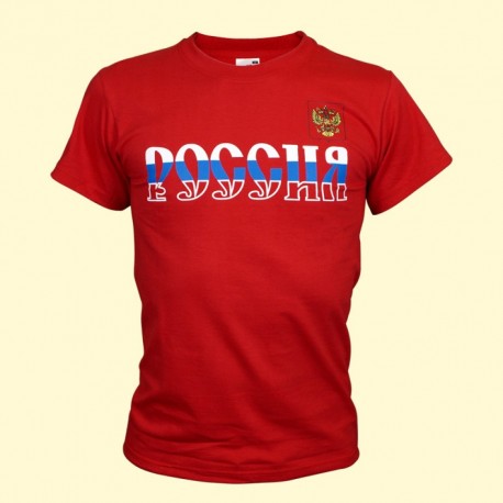 T-shirt "Russie", rouge, 100% coton