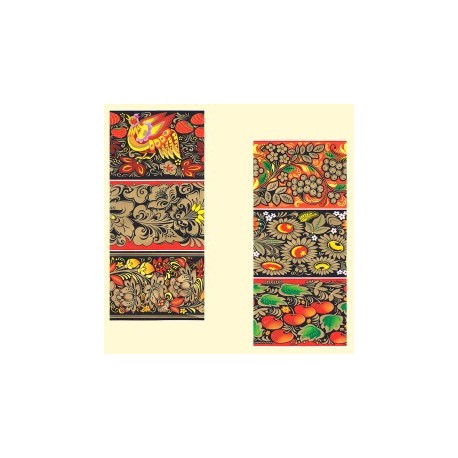 Декоративная пасхальная плёнка "Хохлома", 7 различных мотивов в упаковке