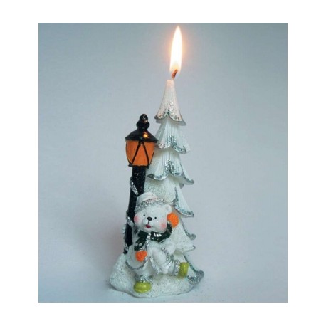 Новогодняя свеча "Мишка с елкой"