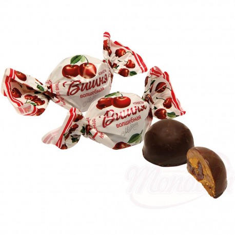 Confiserie fondante avec cerise confite glaçage au cacao 100г