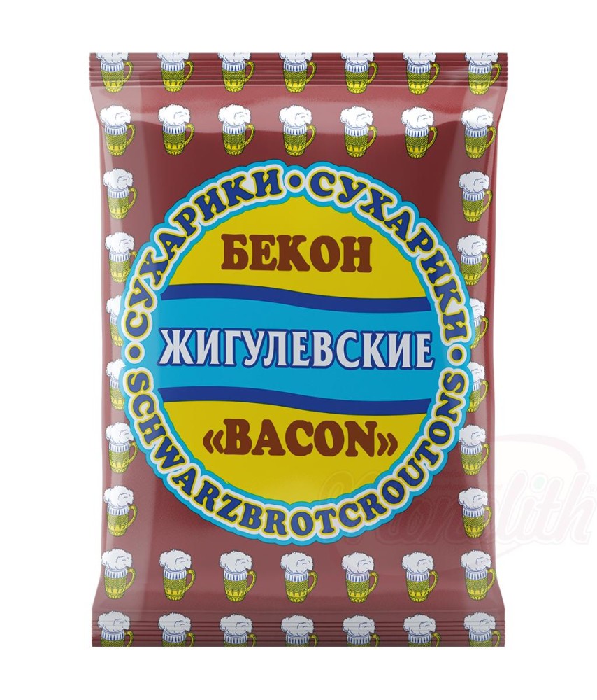 Croûtons de pain noir "Zhiguljovskie suhariki" au goût de bacon 50 g