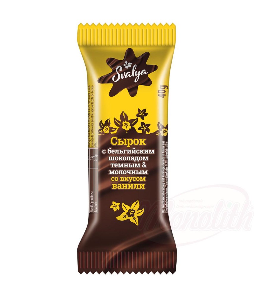 Préparation de fromage frais au goût de vanille enrobée de chocolat 40г