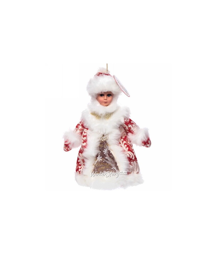 Игрушка под елку Снегурочка 35 см, в красной шубке с отделением для конфет